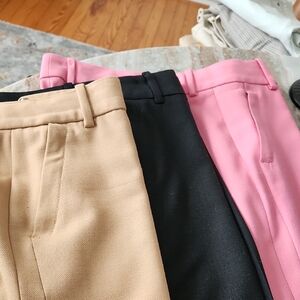 J Crew  Tan, Black, and Pink Pants Trio Size 10